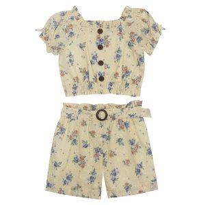 Rare Editions Little Girls Printed Eyelet Short Set, 2pc Set